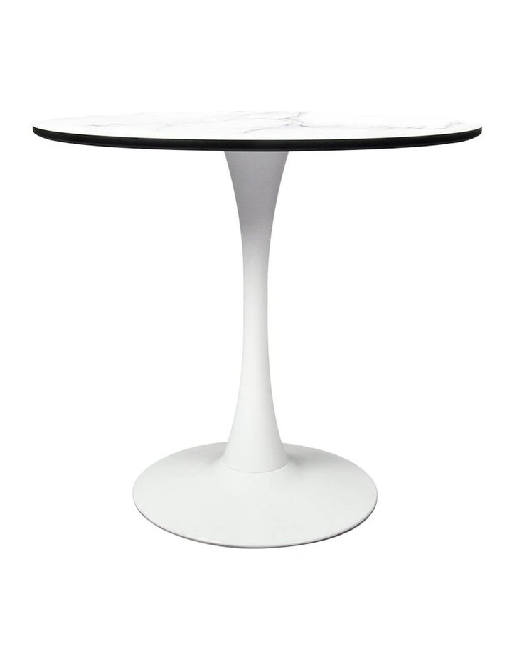 Round Swivel Dining Table 80cm in White image 2
