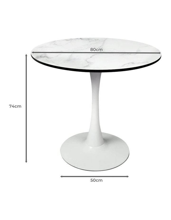 Round Swivel Dining Table 80cm in White image 3