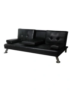 Adjustable 3 Seater Sofa Bed in Black