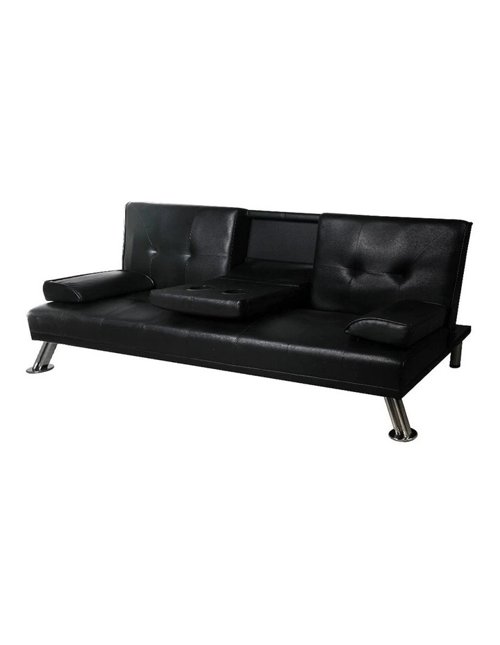 Adjustable 3 Seater Sofa Bed in Black image 1