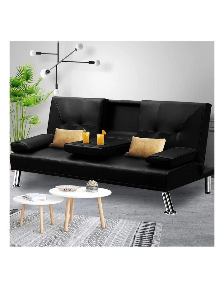 Adjustable 3 Seater Sofa Bed in Black image 7