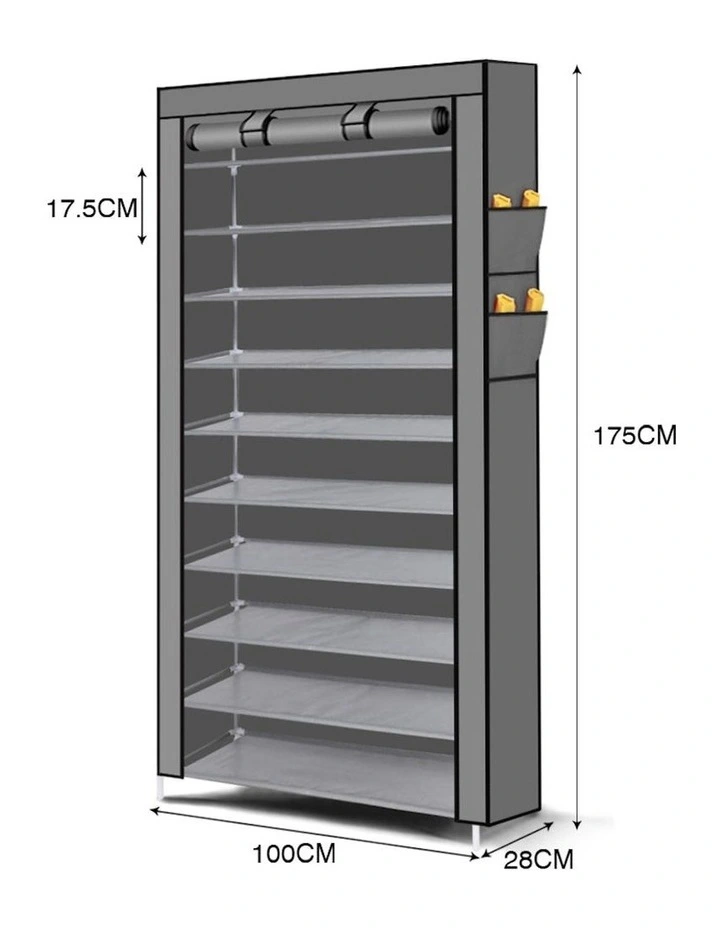10 Tier Shoe Rack in Grey image 3