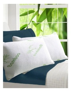 Bamboo Memory Foam Pillow 70x40cm x2 in White