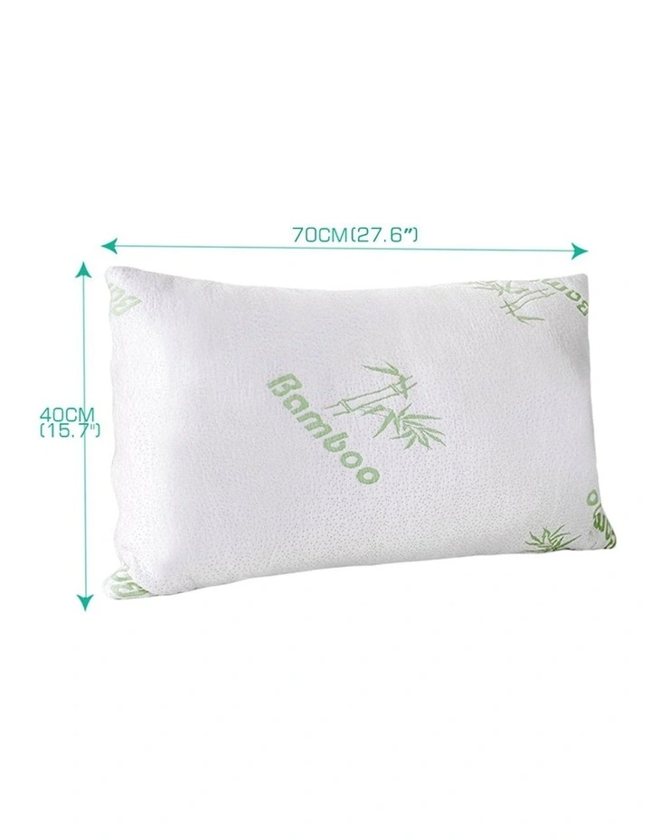 Bamboo Memory Foam Pillow 70x40cm x2 in White image 3