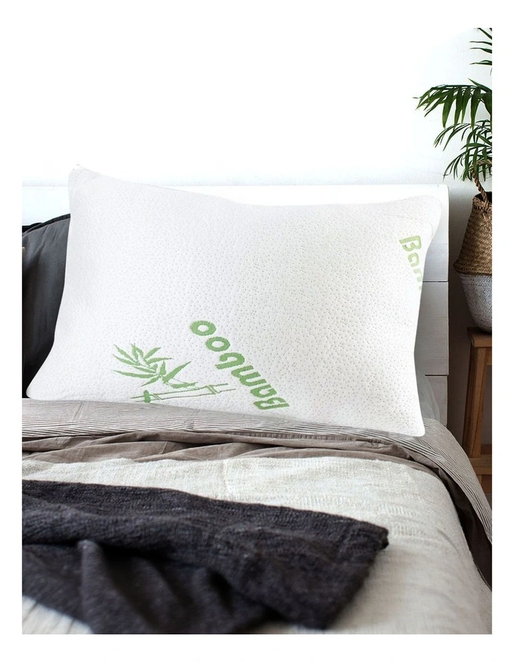 Bamboo Memory Foam Pillow 70x40cm x2 in White image 7