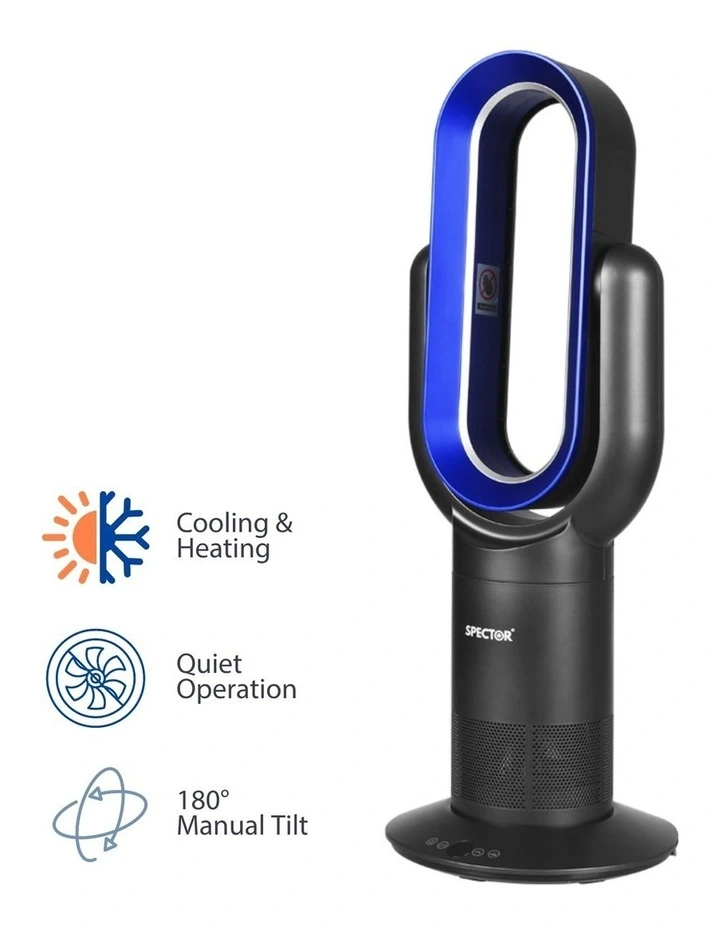 Bladeless Fan 2 in 1 Cooler Heater in Black/Blue image 1