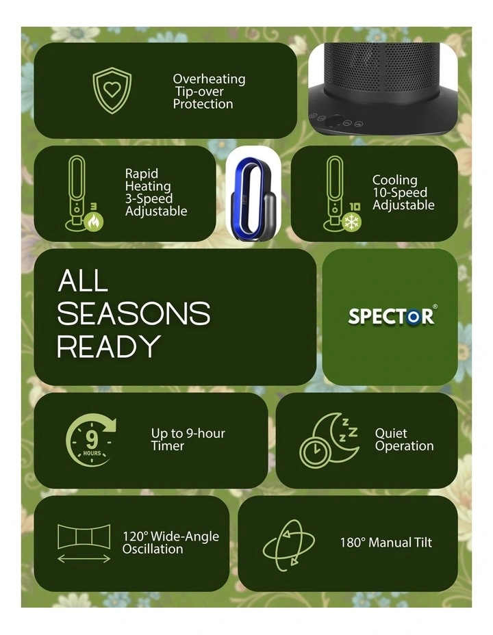 Bladeless Fan 2 in 1 Cooler Heater in Black/Blue image 4