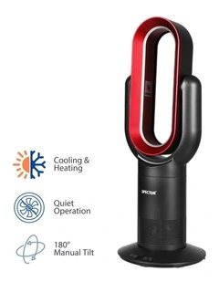 Bladeless Fan 2 in 1 Cooler Heater in Black/Red