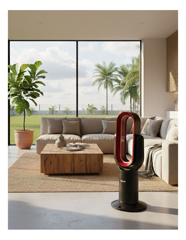 Bladeless Fan 2 in 1 Cooler Heater in Black/Red image 2