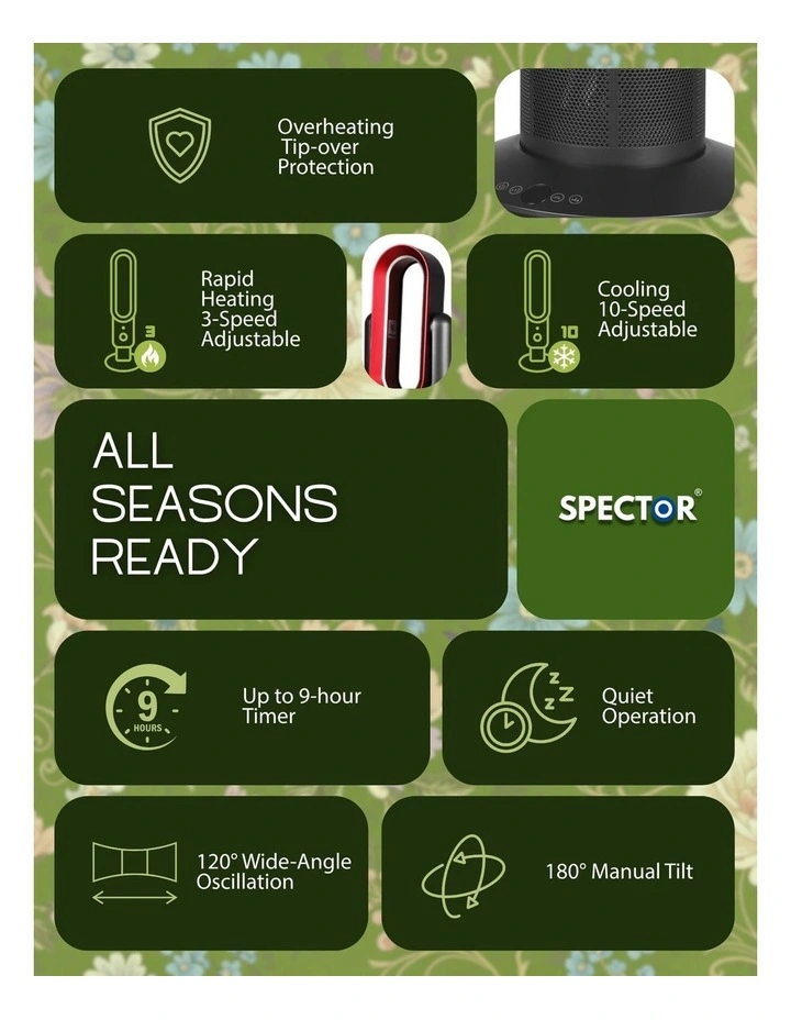 Bladeless Fan 2 in 1 Cooler Heater in Black/Red image 4