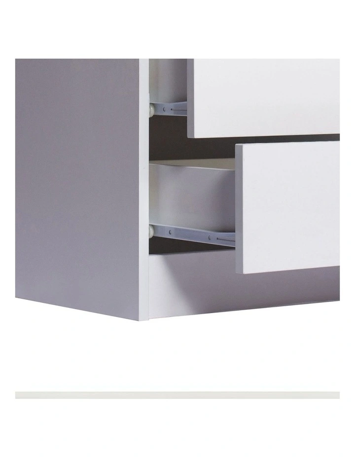 Bedside Tables RGB LED Side Table 2 Drawers High Gloss Nightstand Cabinet in White image 5