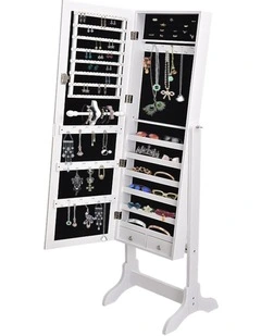 Mirror Jewellery Cabinet in White
