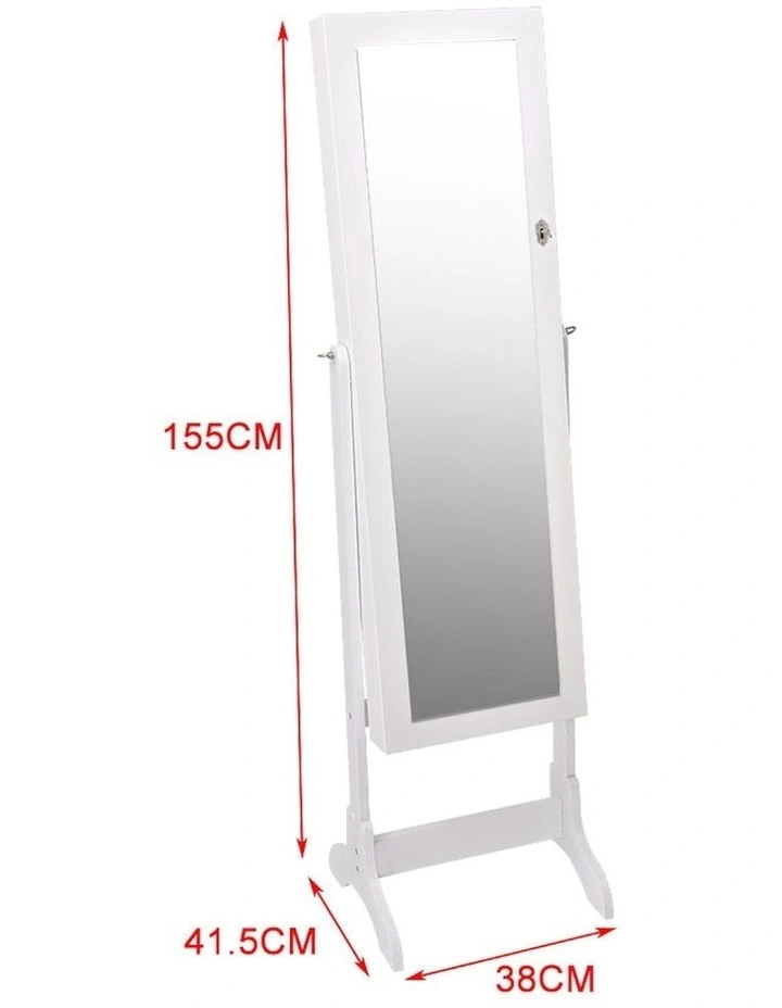 Mirror Jewellery Cabinet in White image 3