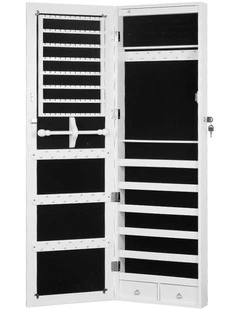 LED Mirror Jewellery Cabinet in White