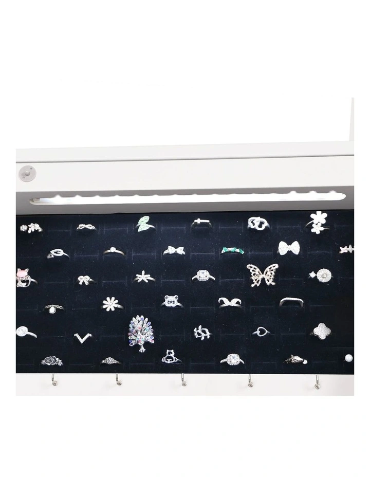 LED Mirror Jewellery Cabinet in White image 4