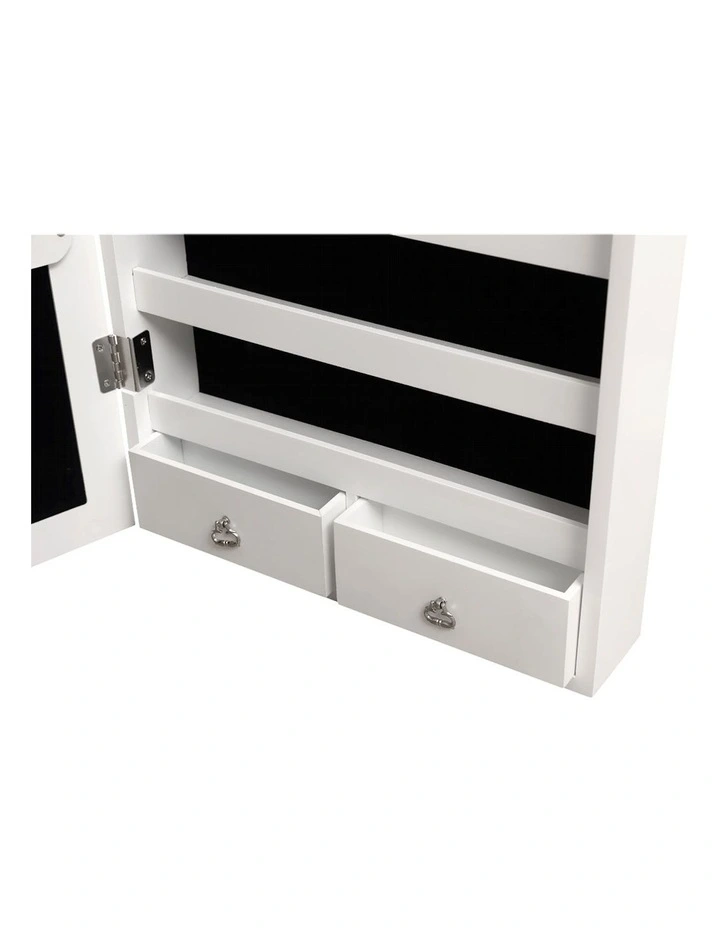 LED Mirror Jewellery Cabinet in White image 6
