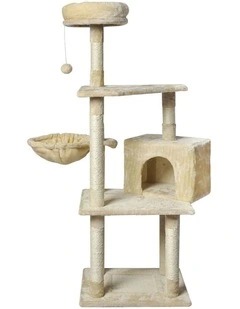 Wooden Scratcher Tower in Cream