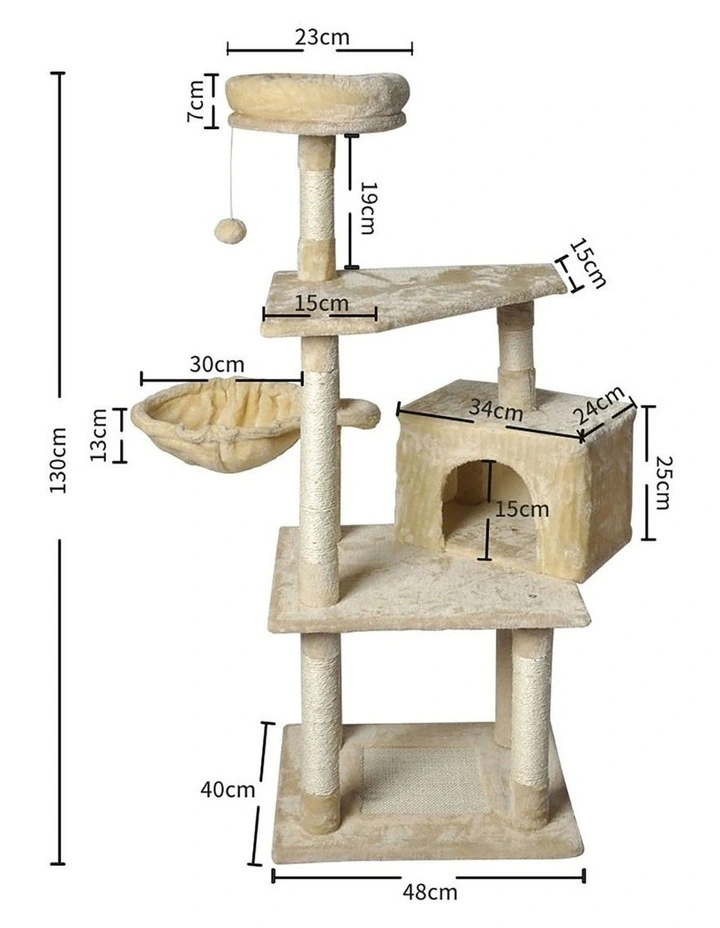 Wooden Scratcher Tower in Cream image 3