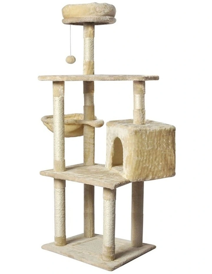 Wooden Scratcher Tower in Cream image 4
