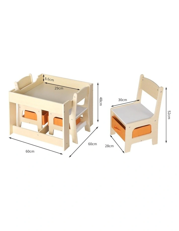 Kids Table and Chairs Set with Storage image 3