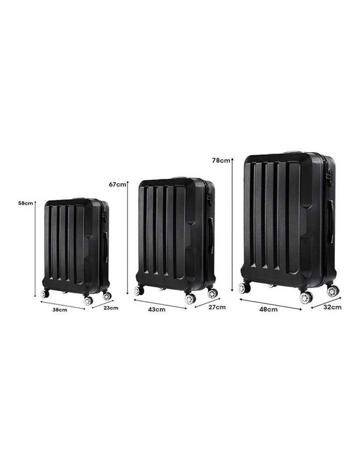 3 Piece Luggage Sets 20"24"28" in Black image 3