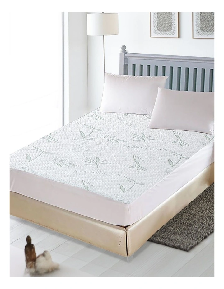 Fully Fitted Bamboo Mattress Protector Queen in White image 1