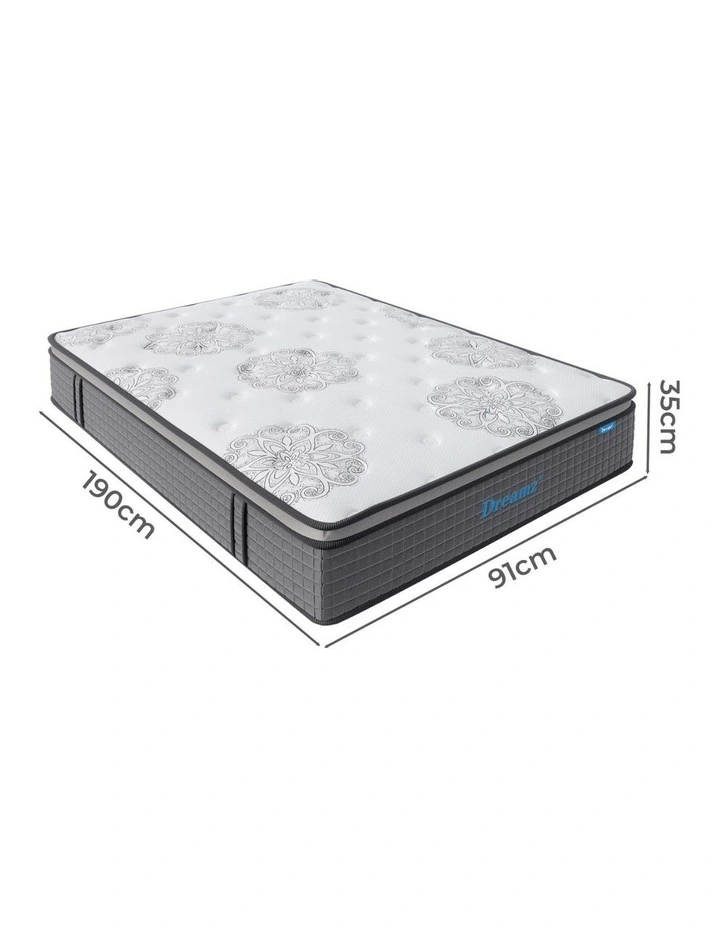 DreamZ Medium Firm Single Size Spring Mattress In White/Black image 3