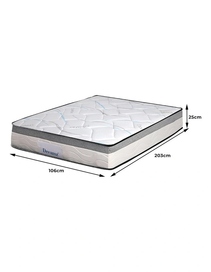 25CM Medium King Single Size Spring Mattress in White image 2
