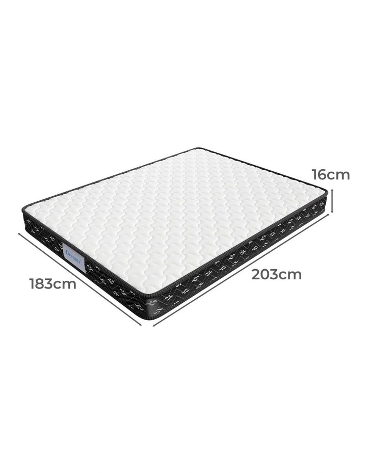 King Spring Mattress Bed Medium Soft 16cm in White image 2