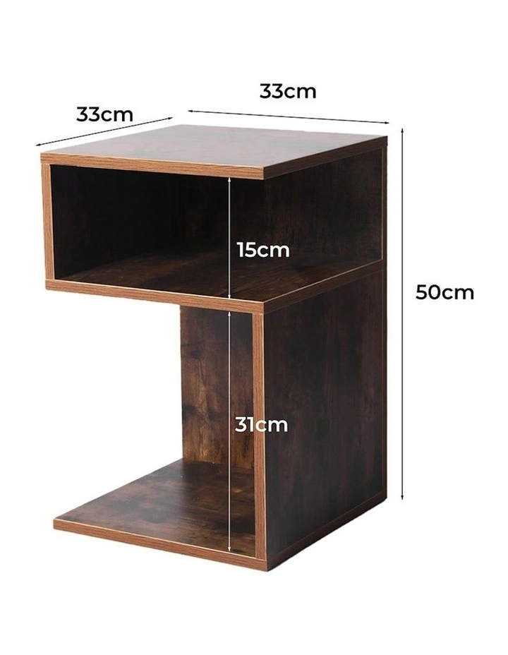 2x Bedside Wood Side Table in Brown image 3