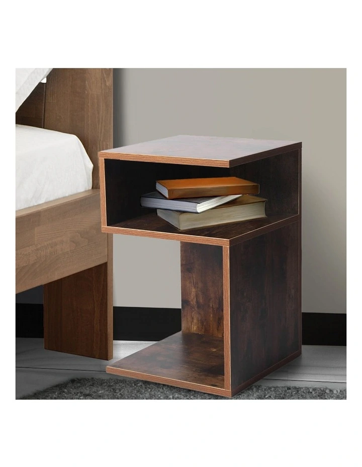 2x Bedside Wood Side Table in Brown image 7