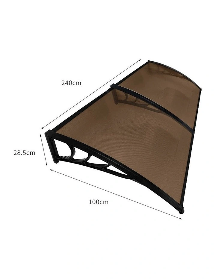 Window Door Awning Canopy 1x2.4m in Brown/Black image 3