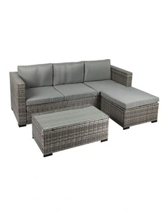 Outdoor Sofa Chair & Table Set 5 Piece in Grey