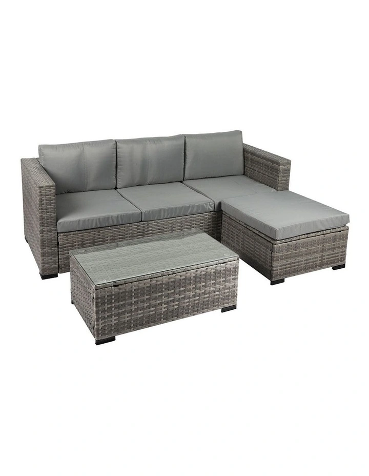 Outdoor Sofa Chair & Table Set 5 Piece in Grey image 1