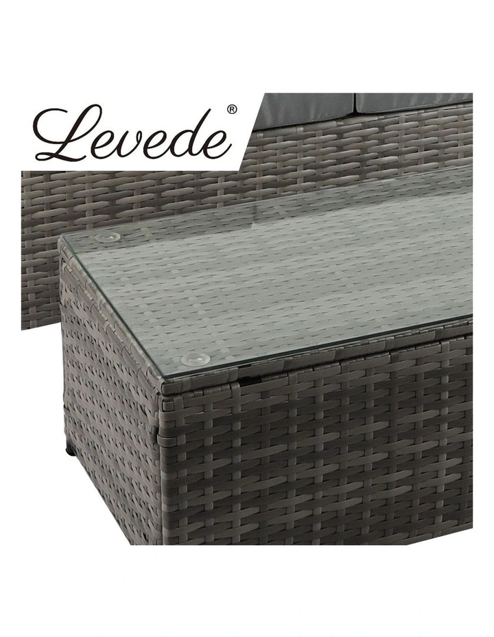 Outdoor Sofa Chair & Table Set 5 Piece in Grey image 5