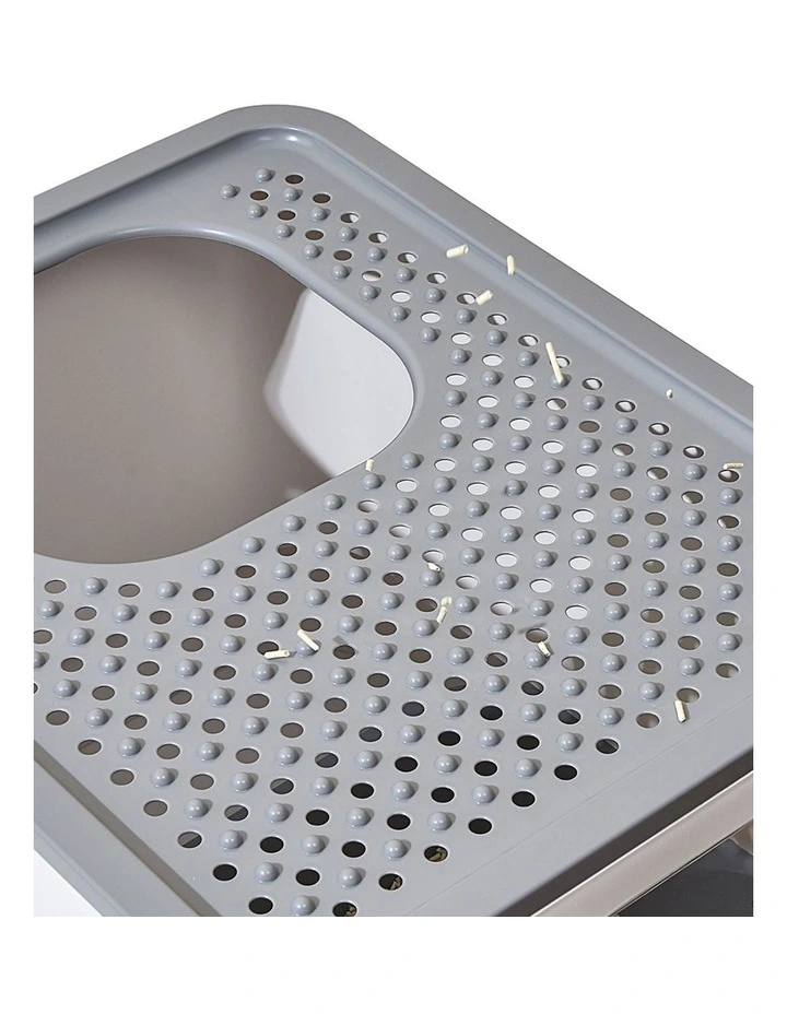 Large Fully Enclosed Cat Litter Box in White/Grey image 4