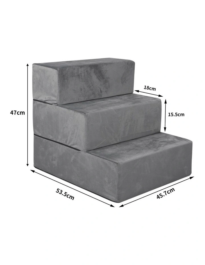 Portable Medium Pet Stairs 3 Steps in Grey image 3