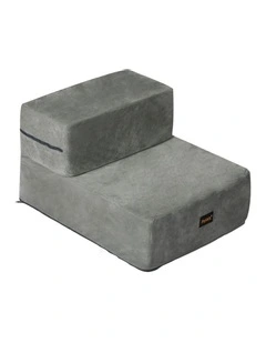 Portable Pet Stairs 2 Step Ramp in Grey
