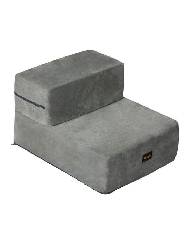 Portable Pet Stairs 2 Step Ramp in Grey image 1