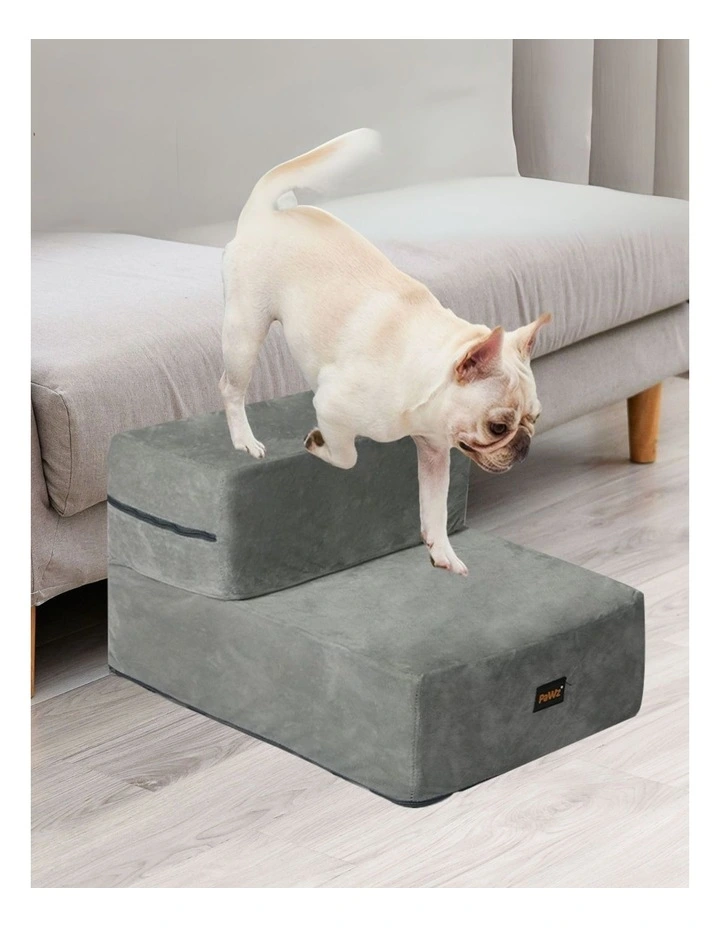 Portable Pet Stairs 2 Step Ramp in Grey image 2