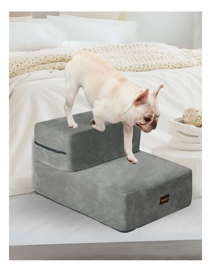 Portable Pet Stairs 2 Step Ramp in Grey image 7