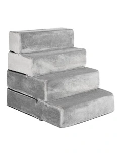 XL Portable Pet Stairs 4 Step Ramp in Grey