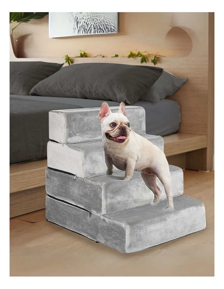 XL Portable Pet Stairs 4 Step Ramp in Grey image 2