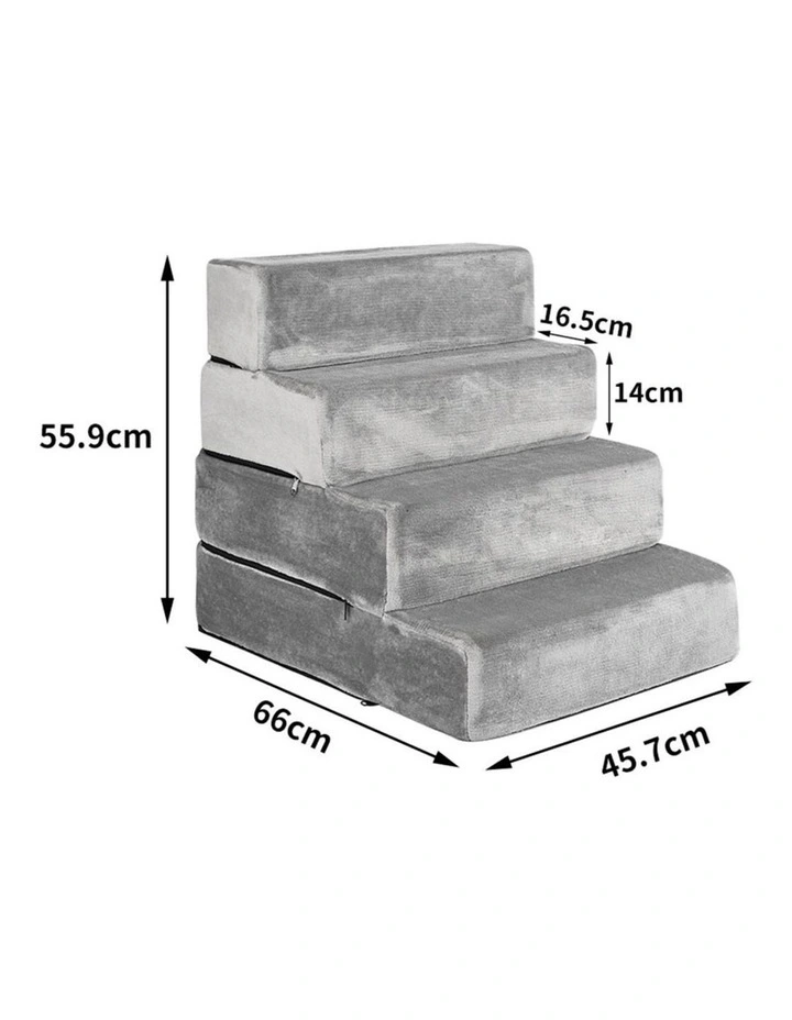 XL Portable Pet Stairs 4 Step Ramp in Grey image 3
