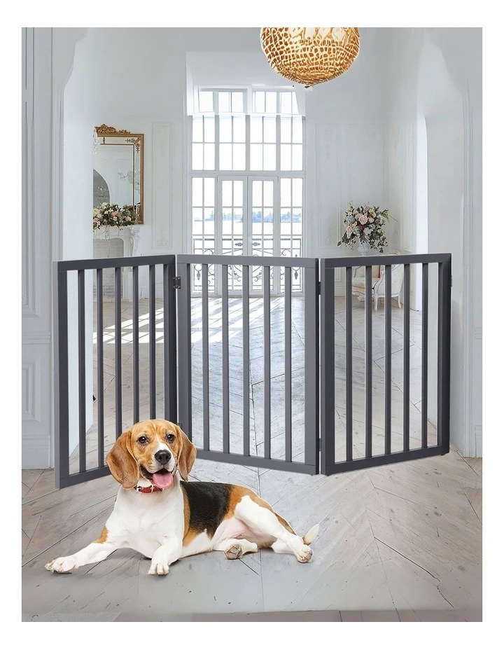 Wooden Dog Fence 3 Panel in Grey image 2