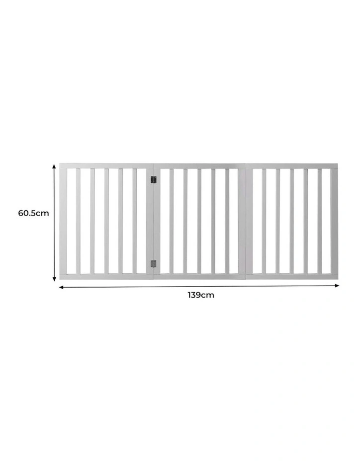 3 Panel Wooden Dog Fence in White image 3