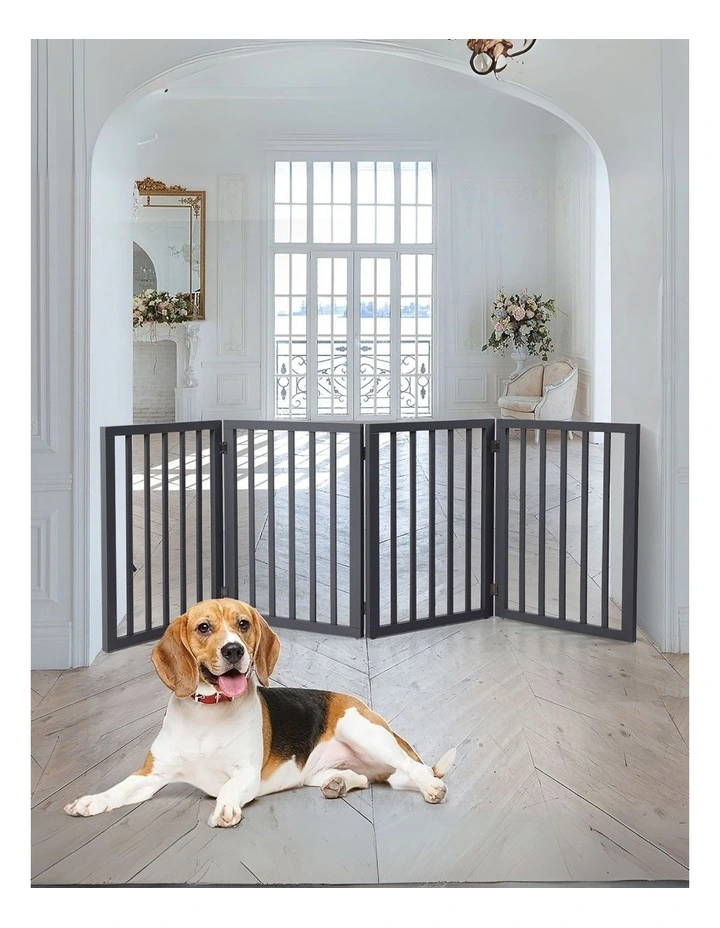 4 Panel Wooden Dog Fence in Grey image 7