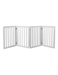 Wooden 4 Panel Pet Gate in White
