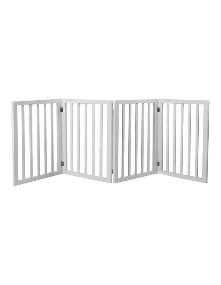 Wooden 4 Panel Pet Gate in White image 1