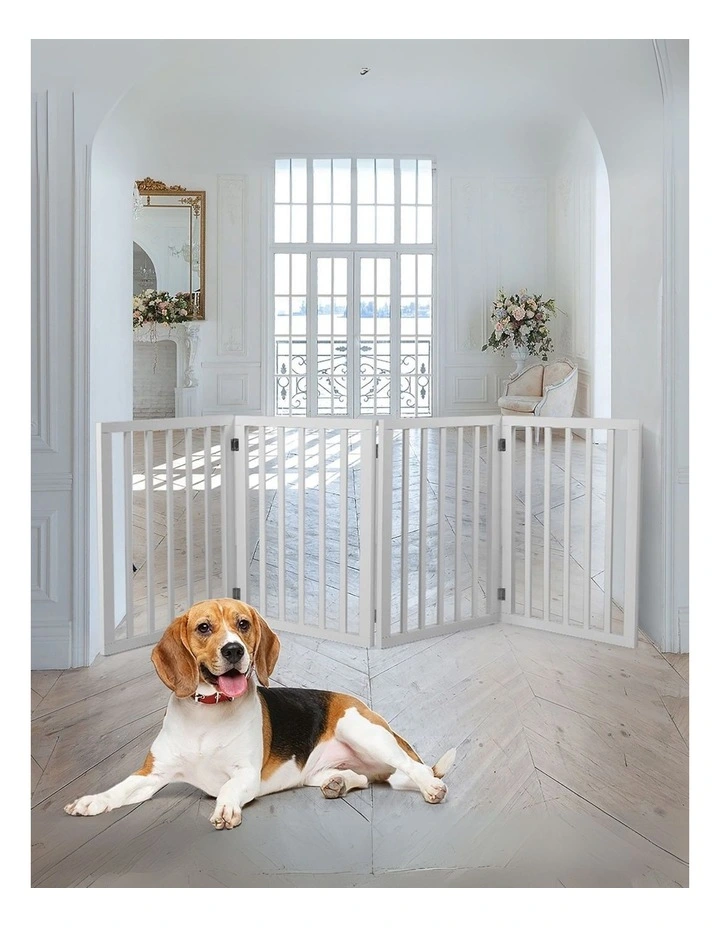 Wooden 4 Panel Pet Gate in White image 2